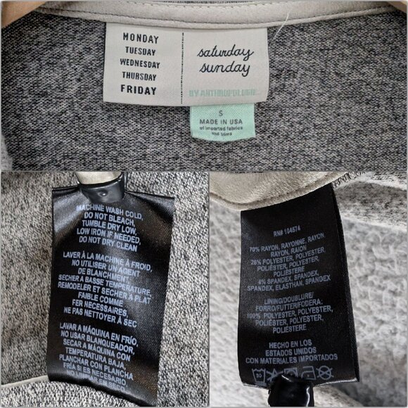 Saturday Sunday Anthropologie Open Cardigan Womens Grey Long Sleeve Sweater Sz S - Picture 5 of 9
